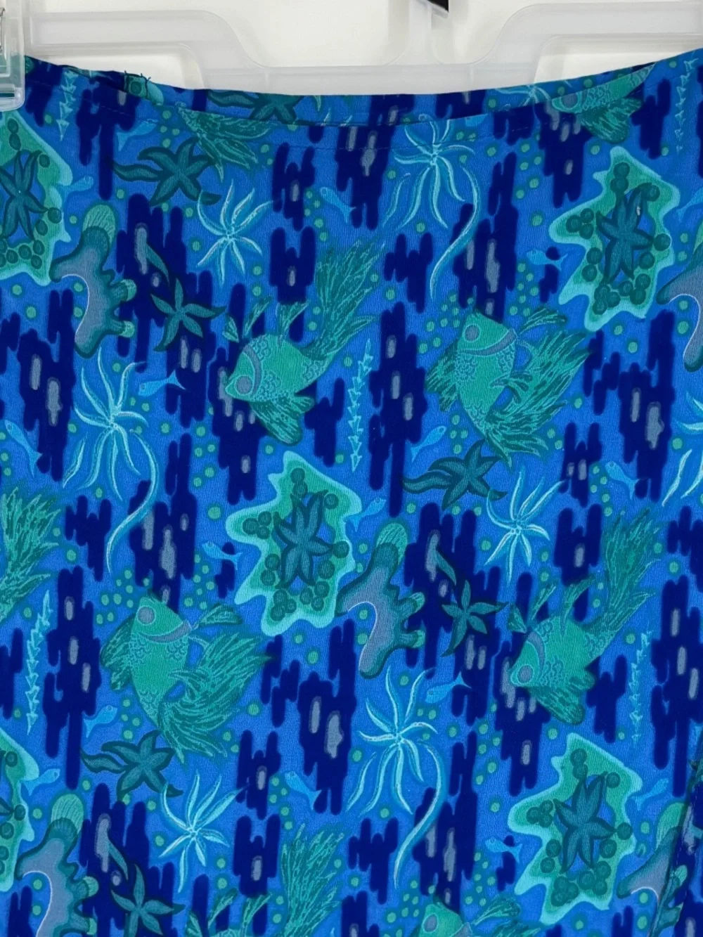 Rainbow Jo Maui Hawaii Womens Medium Wrap Skirt Blue Green Sea Life Fish Print